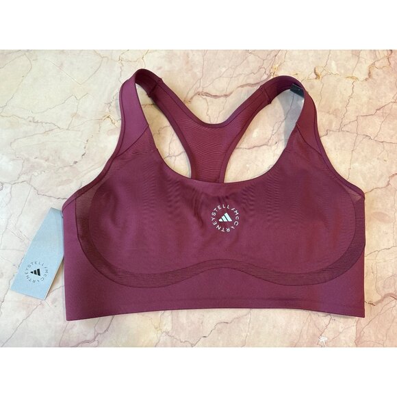 Adidas by Stella McCartney Tpr Pi Bra in Burgundy Medium New Womens Sports - Picture 4 of 13